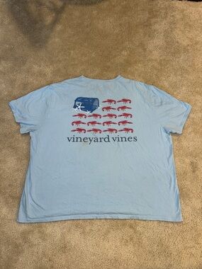 Vineyard Vines Light Blue Lobster Trap American Flag Graphic Tee